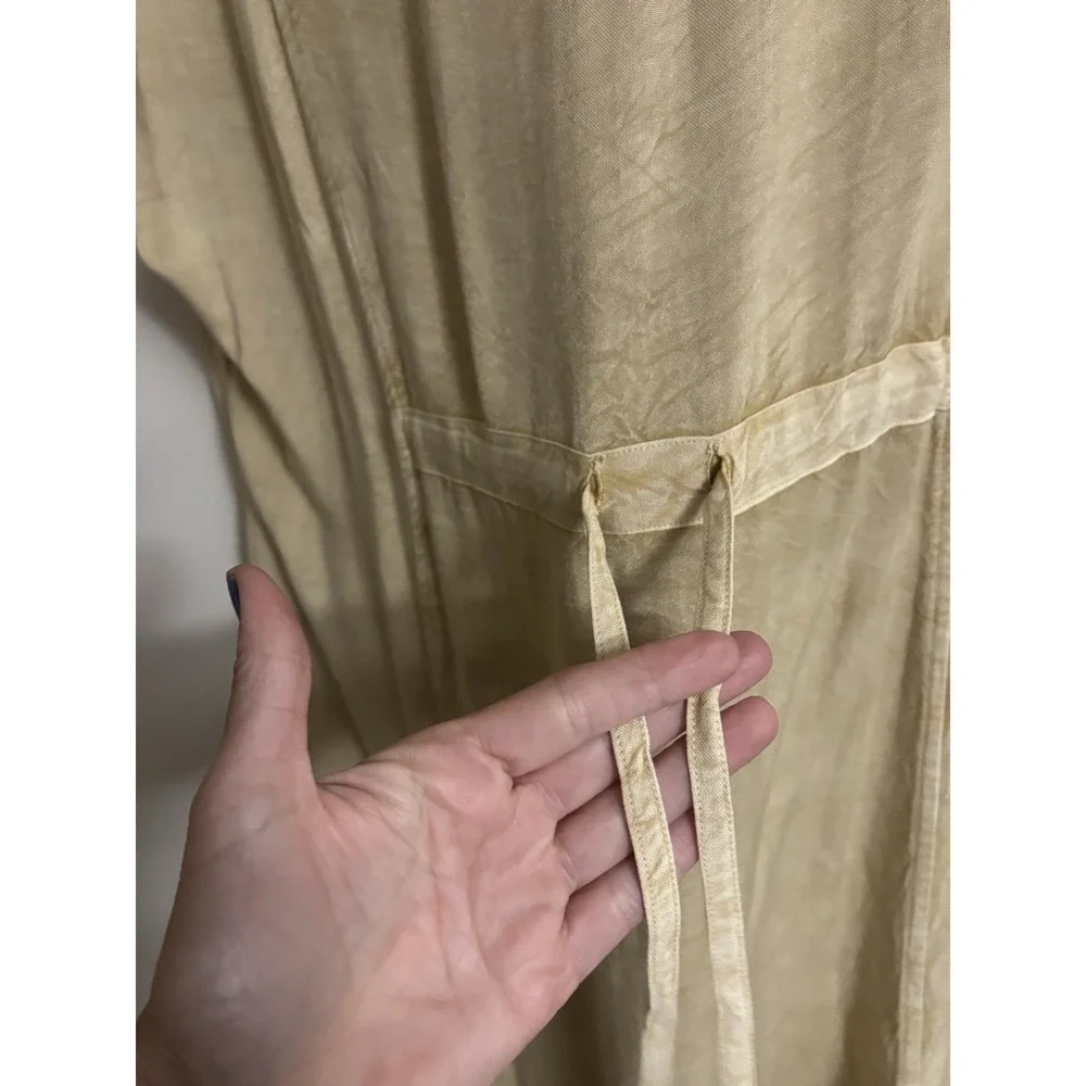 Rays Sun Vintage MIDI Dress Boho Embroidered Hippie Vibes XL Rayon Tan Gold
